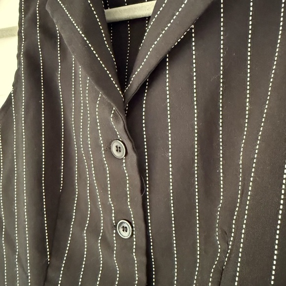 RARE FIND! Vintage Garage Clothing Black Pinstriped Collared Vest - Size Small - Picture 6 of 7